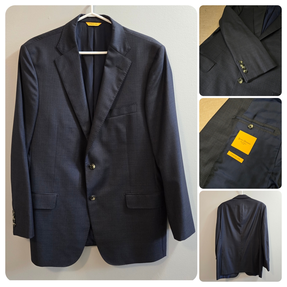 NEW HICKEY FREEMAN Navy Blue 2 Btn Blazer Jacket 42 R